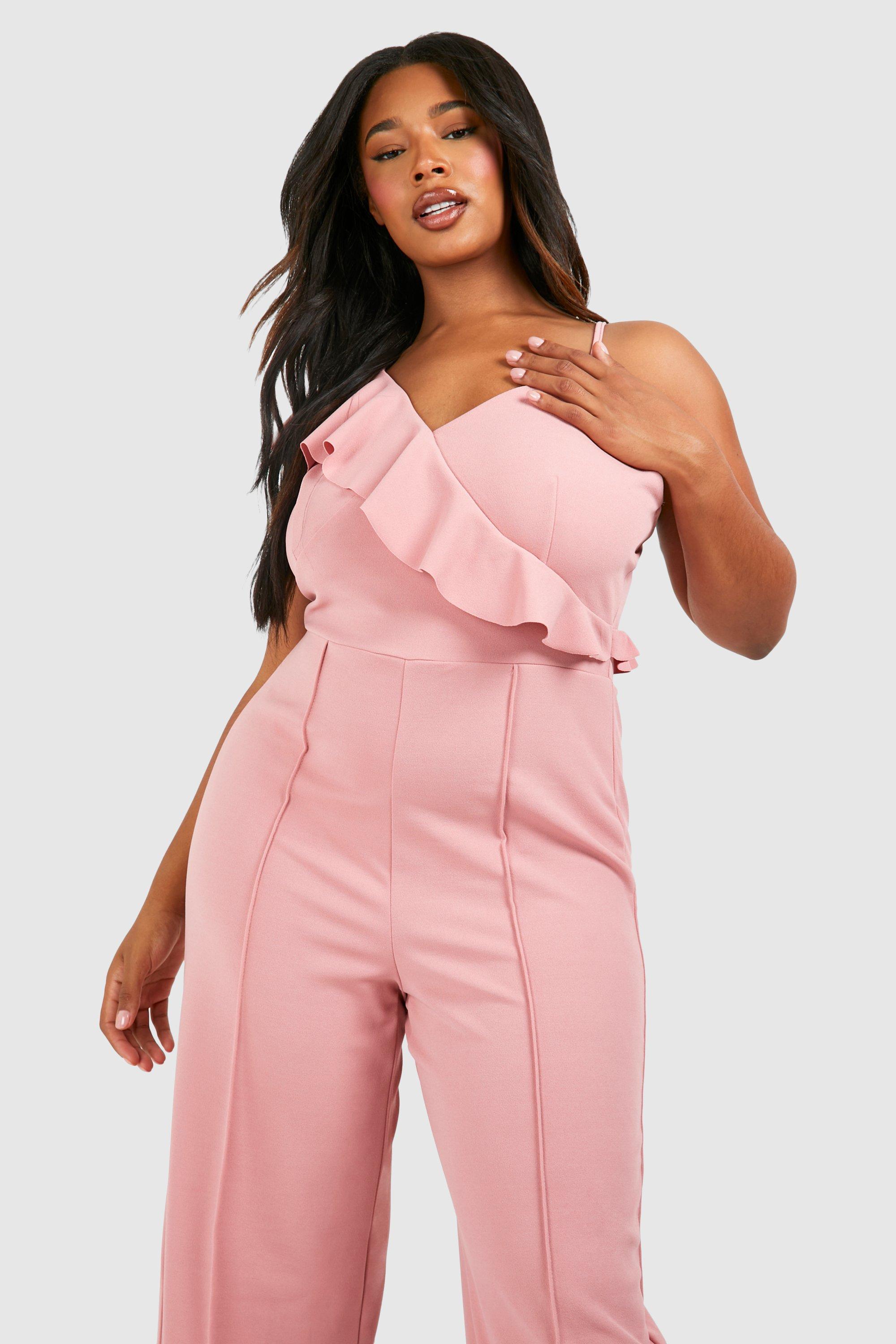 Plus Ruffle Detail Strappy Wide Leg Jumpsuit